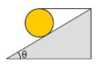 Α4. Ομογενής σφαίρα ισορροπεί πάνω σε κεκλιμένο επίπεδο γωνίας κλίσεως θ, δεμένη με οριζόντιο νήμα, όπως φαίνεται στο διπλανό σχήμα. a. Το επίπεδο είναι λείο b.