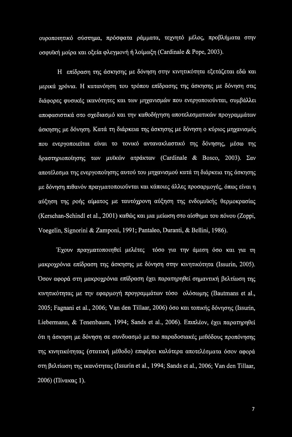Η κατανόηση του τρόπου επίδρασης της άσκησης με δόνηση στις διάφορες φυσικές ικανότητες και των μηχανισμών που ενεργοποιούνται, συμβάλλει αποφασιστικά στο σχεδίασμά και την καθοδήγηση αποτελεσματικών