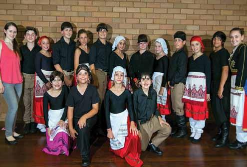 Miller, George Siganakis, Elly Miyakis, Pierre Bourel, Kerrie Vardakis (teacher) Intermediate Dance Group Front Row (Left to Right): Talia Maladakis, Nicholas Tsagdis, Katerina Vrahnos, Danny