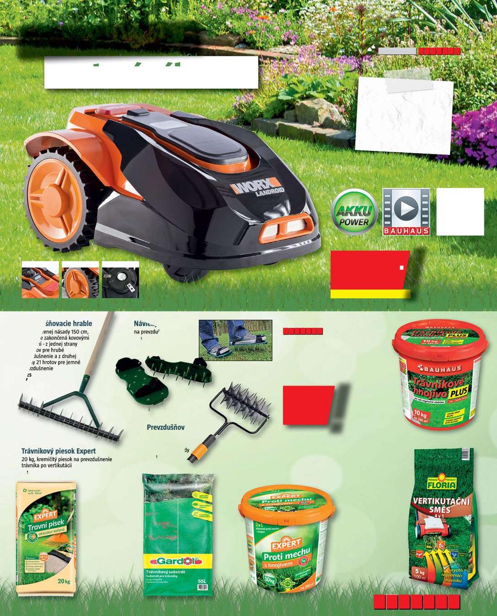 Záhradné práce sa stanú zábavou! Robotická kosačka 23754517 Worx Landroid, pre plochu do 500 m 2, hodinový výkon 38 m 2 / h, batéria 28 V/ 2 Ah Li-Ion, max.