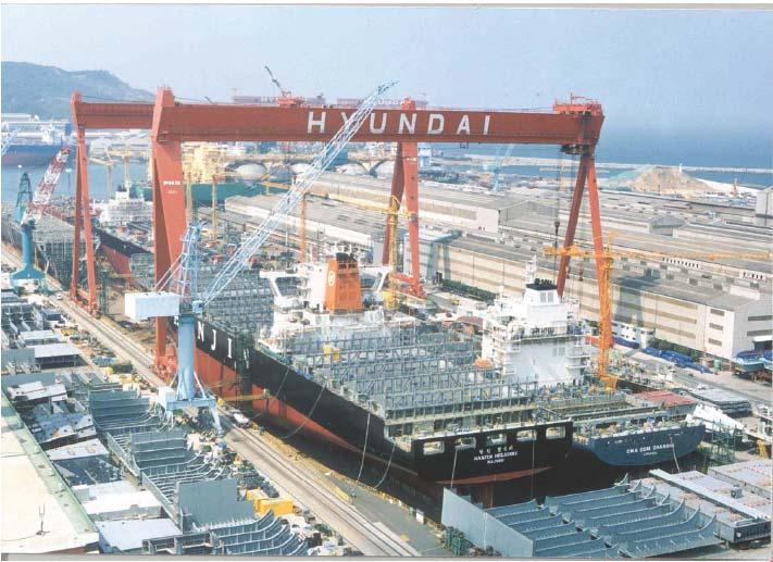 Najveće svjetsko brodogradilište Hyundai Ulsan, nalazi se na površini od oko