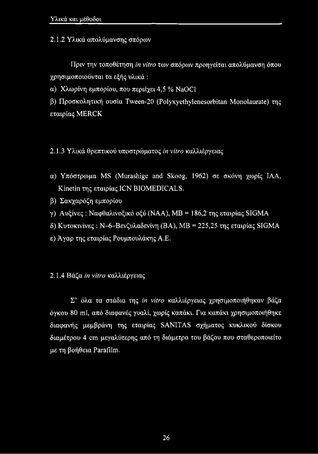 Tween-20 (Polyxyethylenesorbitan Monolaurate) της εταιρίας MERCK 2.1.