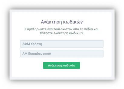 Πληκτρολογώντας τον Α.Φ.Μ.