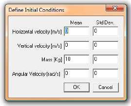 98 4. ROCFALL Το τελικό υποχρεωτικό βήµα για την ολοκλήρωση μιας προσομοίωσης είναι ο καθορισµός των αρχικών συνθηκών για τα βραχοτεµάχια, όσον αφορά στην τοποθεσία, τη µάζα και την ταχύτητά τους.