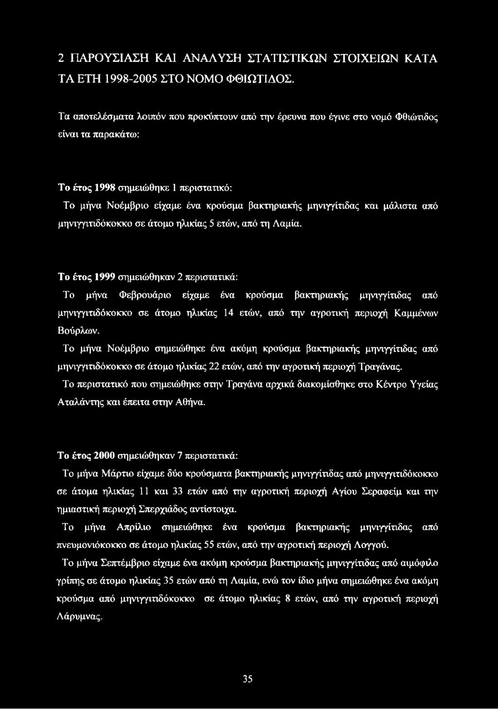 μηνιγγίτιδας και μάλιστα από μηνιγγιτιδόκοκκο σε άτομο ηλικίας 5 ετών, από τη Λαμία.