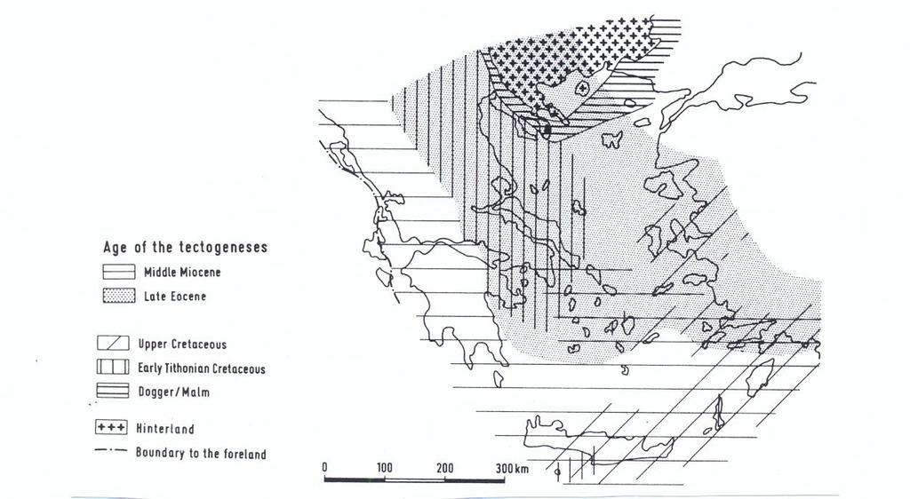 το οφιολιθικό υλικό μέσα στην αύλακα δείχνουν ότι η περιοχή δέχεται την επίδραση των Παλαιοαλπικών ορογενετικών φαινομένων καθώς και την επίδραση των ήδη ανυψωμένων περιοχών με οφιολιθικά συμπλέγματα