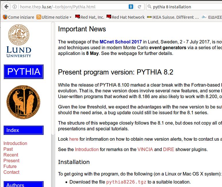 Εγκατάσταση PYTHIA - 1 Πηγαίνετε στο http://home.thep.