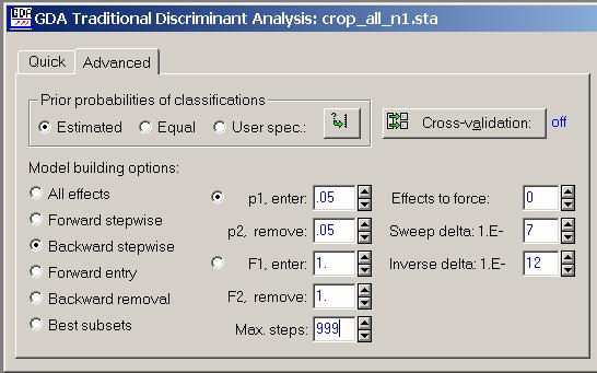 των διαχωριστικών συναρτήσεων (discriminant function), καθώς επίσης και η εκ των προτέρων πιθανότητα ταξινόμησης (prior probabilities of classification) των παρατηρήσεων στις ομάδες.