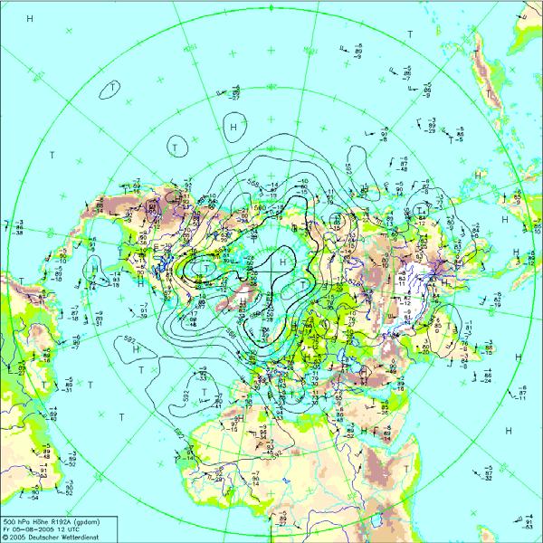 Χάρτης επιφάνειας (1200 UTC) Χάρτης 500 hpa (1200