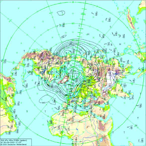 Συνοπτικός χάρτης 500 hpa (1200 UTC) Χάρτης επιφάνειας