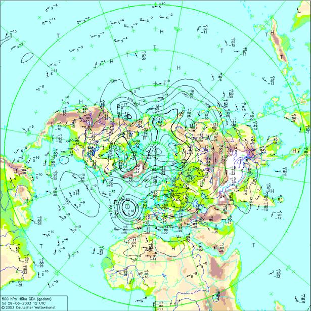 Συνοπτικός χάρτης 500 hpa (1200 UTC) Χάρτης επιφάνειας (1200 UTC) Σύμφωνα