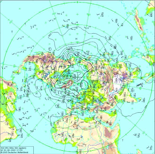 Συνοπτικός χάρτης 500 hpa (1200 UTC) Χάρτης επιφάνειας (1200 UTC)