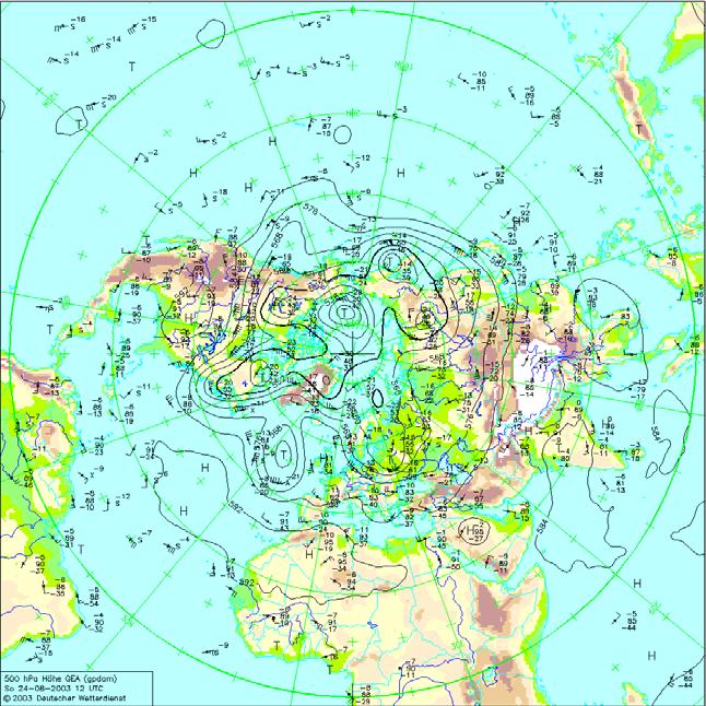Συνοπτικός χάρτης 500 hpa (1200 UTC) Χάρτης