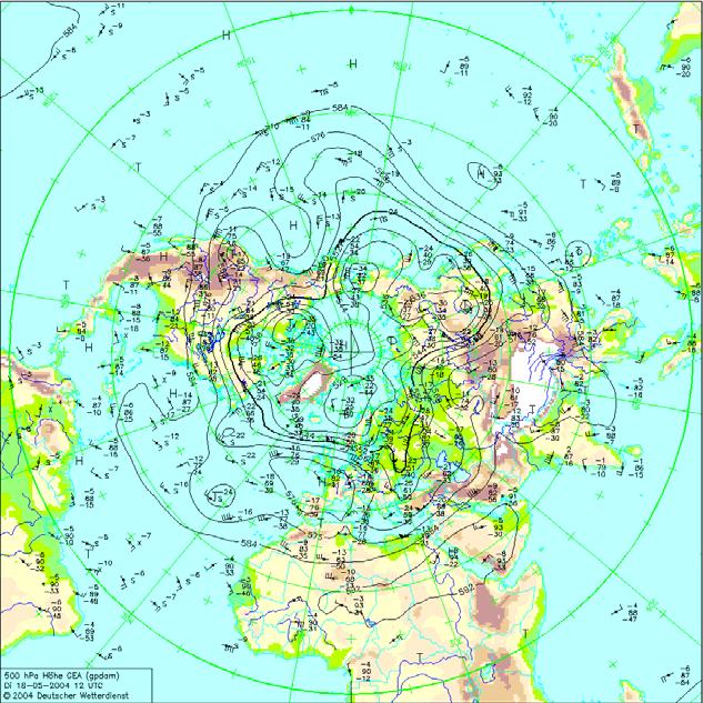 Συνοπτικός χάρτης 500 hpa (1200 UTC) Χάρτης