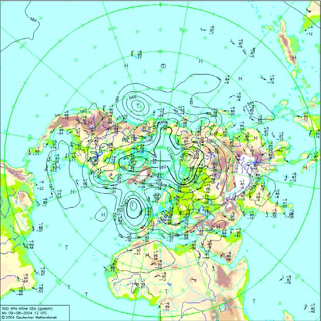 Συνοπτικός χάρτης 500 hpa (1200 UTC) Χάρτης επιφάνειας