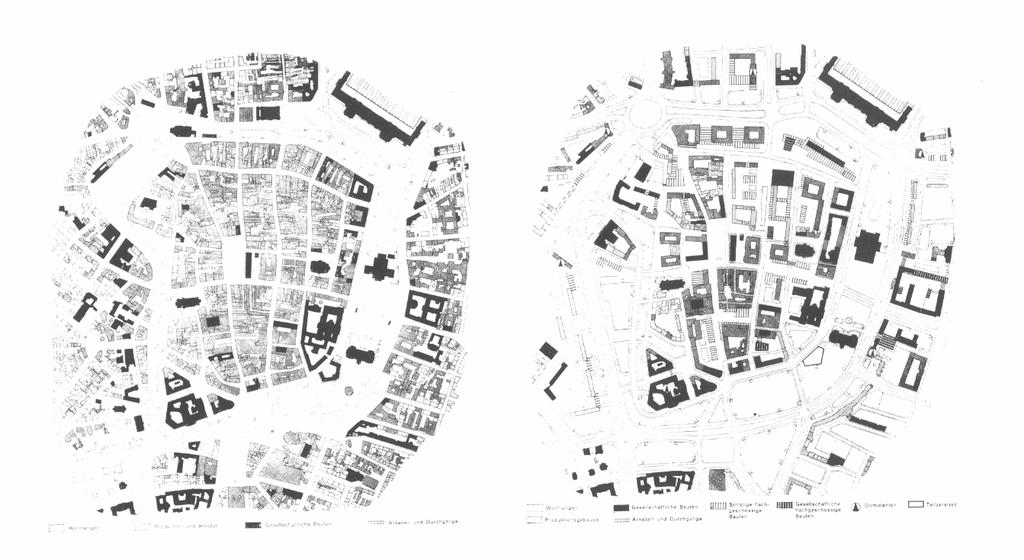 Εικ.1 Ριζική ανάπλαση στο κέντρο του Leibzig μετά το Β Παγκόσμιο Πόλεμο (Γερμανία) Προγράμματα ριζικών αναπλάσεων, έγιναν στα πλαίσια της κρατικής οικιστικής πολιτικής με φορείς το δημόσιο, τους