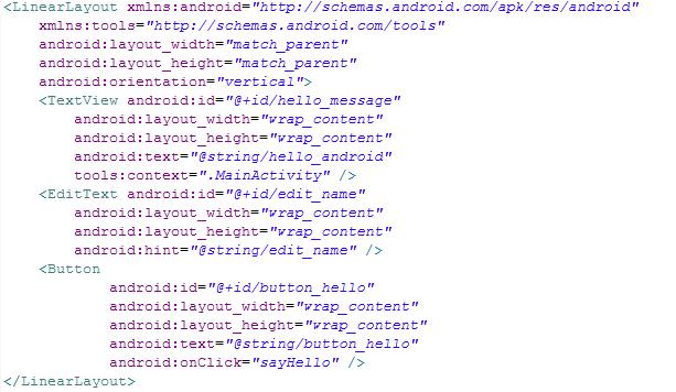 UI Layout XML (Παράδειγµα) TextView Component EditText Component Κουµπί