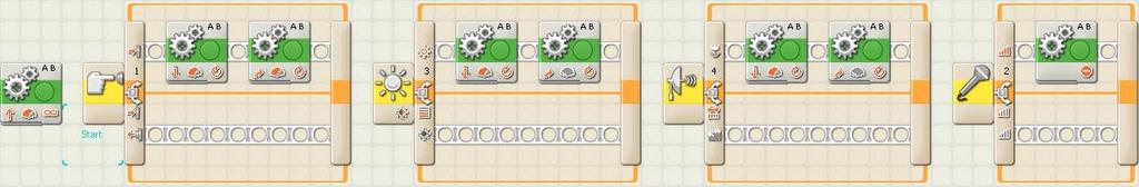 Αν το ροµπότ κάνει κύκλο, το switch block έχει πάρει από το random την τιµή 1. 4.Στο Switch Block πρέπει να δώσουµε 4 καταστάσεις.
