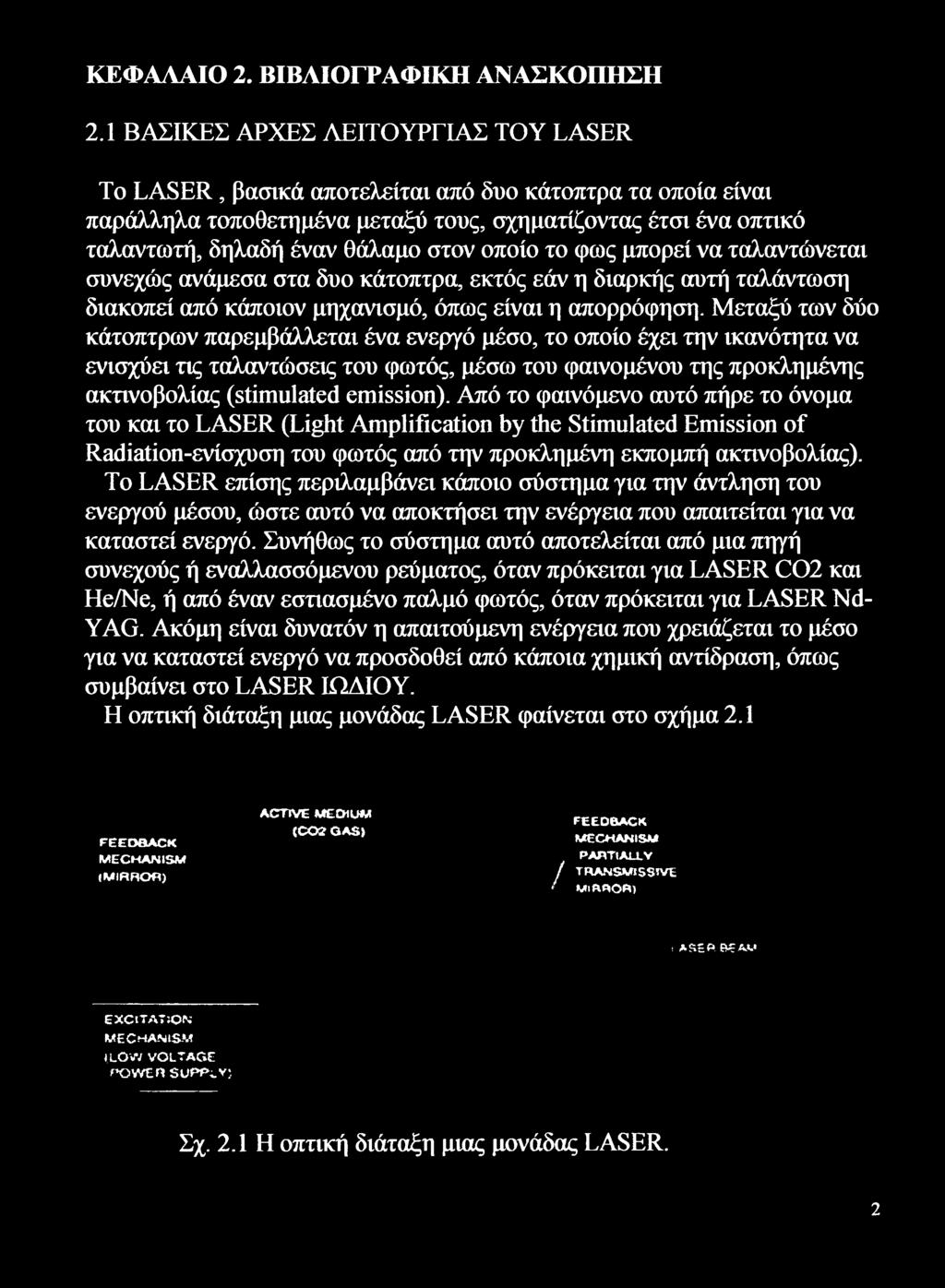 οποίο το φως μπορεί να ταλαντώνεται συνεχώς ανάμεσα στα δυο κάτοπτρα, εκτός εάν η διαρκής αυτή ταλάντωση διακοπεί από κάποιον μηχανισμό, όπως είναι η απορρόφηση.