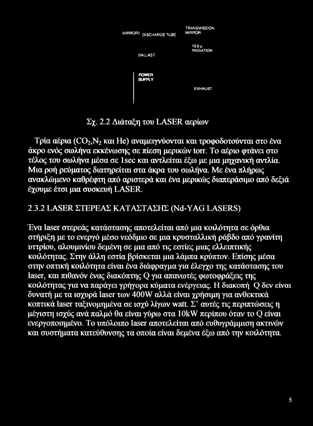Το αέριο φτάνει στο τέλος του σωλήνα μέσα σε lsec και αντλείται έξω με μια μηχανική αντλία. Μια ροή ρεύματος διατηρείται στα άκρα του σωλήνα.