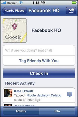 Σχήμα 2.3 Facebook check-in για τοποθεσίες ( Facebook) Για την παρούσα Διπλωματική Εργασία θα χρησιμοποιήσουμε πληροφορίες για το χρήστη σχετικά με τις προτιμήσεις του με θέματα τις ταινίες.