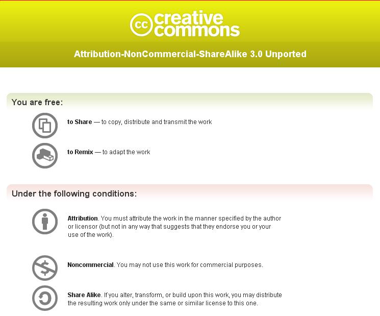 This work is licensed under the Creative Commons Attribution-Noncommercial-Share Alike 3.0 License.