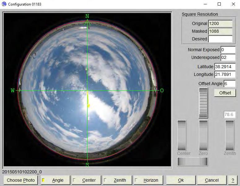 Εικόνα.5.8: Ρύθμιση της γωνίας μετατόπισης (Offset Angle) για παρακολούθηση του ήλιου Όσο αναφορά τη ρύθμιση της ζενίθιας γωνίας της VIS J1006 χρησιμοποιήσαμε την επιλογή zenith.