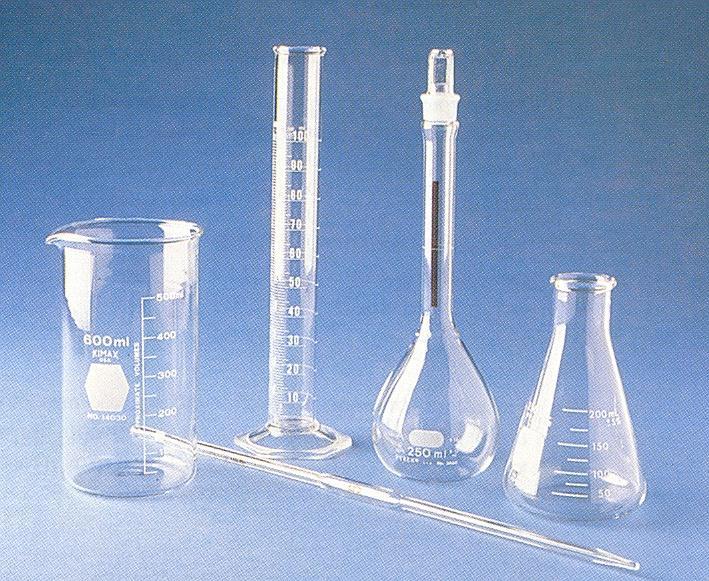 Λίτρο: 1 L = 1 dm 3 = 1000 ml Όγκος Χιλιοστόλιτρο (κυβικό εκατοστόμετρο): 1 ml = 1 cm 3 (2) (3) Γυάλινα εργαστηριακά