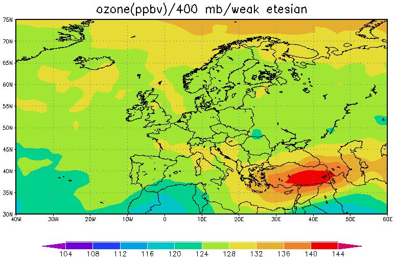 37 Ε ζωσ 45 Ε και 35 Ν ζωσ 37 Ν. Στον χάρτθ των διαφορϊν παρατθροφνται κετικζσ διαφορζσ (ςτατιςτικά ςθμαντικζσ) τθσ τάξθσ του 4-6 ppbv.