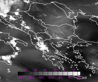 Στις 12:00 (εικόνα 115ε) παρατηρείται ότι την µεγαλύτερη ανάπτυξη την έχουν οι καταιγίδες που βρίσκονται εντός της ψυχρής και υγρής αέριας µάζας αλλά και