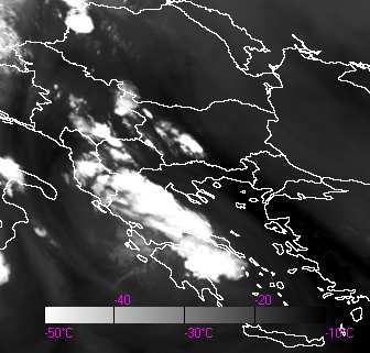 14:00 15:00 ζ) η) Εικόνα 142: ορυφορικές εικόνες στο κανάλι υδρατµών στα 7.