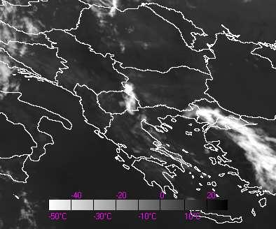 α) β) Εικόνα 48: Υπέρυθρο κανάλι στα 12µm στις 19:00 και 22:00 UTC, 9 Ιουνίου 2009.