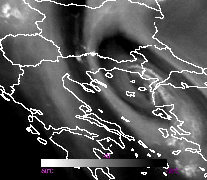Στην εικόνα 57ζ, στις 12:30 UTC, παρατηρείται η ανάπτυξη ενός κυττάρου στην περιοχή 1 που είναι σχετικά ξηρή και στην περιοχή Ε που