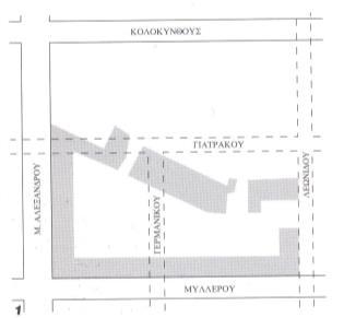 3. Η Οικία Δουρούτη 3.1 Ιστορικά Στοιχεία Η Οικία Δουρούτη αποτελεί τμήμα του συγκροτήματος του Μεταξουργείου. Το κτίριο του Μεταξουργείου αποτελεί ένα από τα παλαιότερα νεοκλασικά της Αθήνας (Σχ.