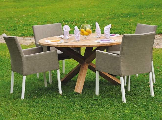 celje/bingo ALU-TEAK/ROUNDY 134 # Τραπέζι Alu-Teak ref. 2121030 Τραπέζι Roundy ref. 2412122 Πολυθρόνα Celje ref.