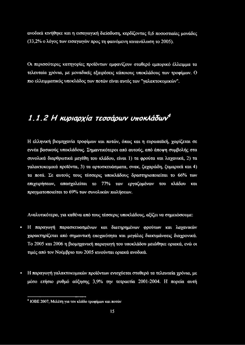 Ο πιο ελλειμματικός υποκλάδος των ποτών είναι αυτός των "γαλακτοκομικών". 1.