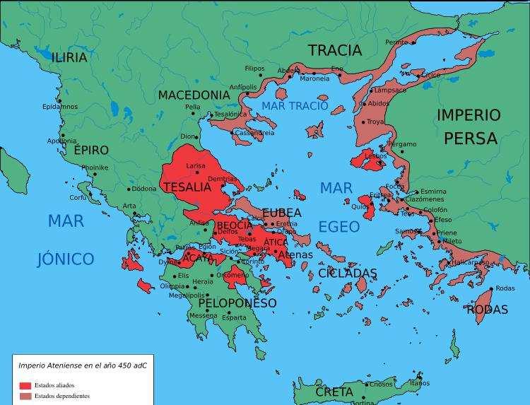 Atenes havia creat la Lliga de Delos després de la victòria dels grecs sobre els perses en les guerres Mèdiques, amb la intenció de protegir-se d un eventual nou atac dels perses, però la realitat és