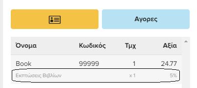 Επιλέγοντας ένα σχετικό είδος από το POS εφαρμόζεται αυτόματα η προσφορά Δημιουργία Προσφοράς Πόντων Μπορούμε να εφαρμόσουμε μία προσφορά