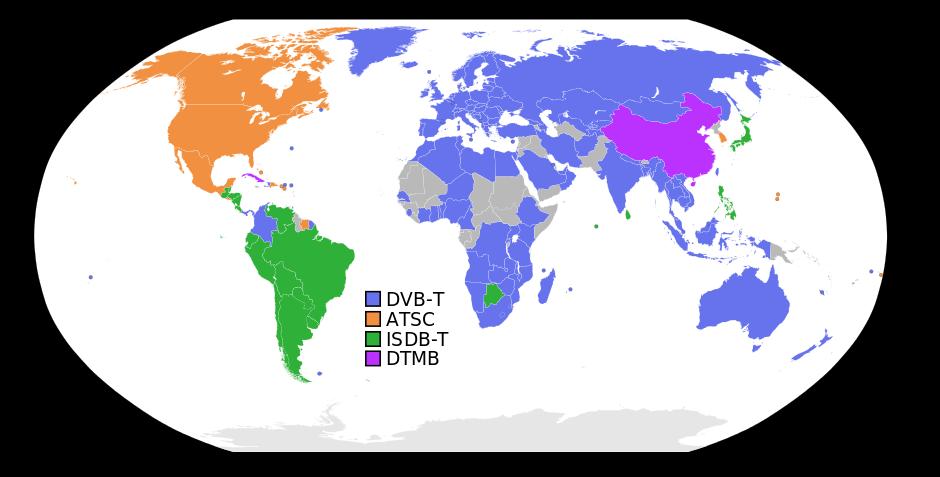Τι είναι DUHD (DVB-T) Οι χώρες που χρησιμοποιούν DVB-T ή DVB-T2 εμφανίζονται σε μπλε χρώμα.
