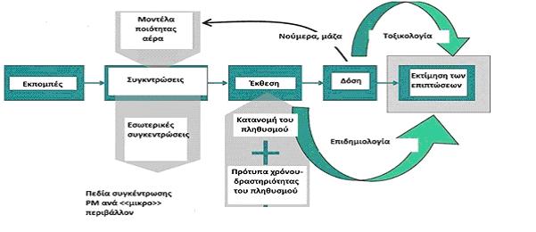 Εικόνα 2.15: Επιπτώσεις στην ανθρώπινη υγεία από την εισπνοή PM και αλληλεπιδράσεις αυτών(κουλλαπής, 2010). Εικόνα 2.