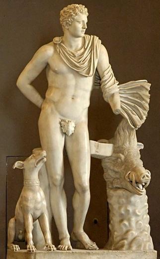 Ο Μελέαγρος Το έργο αυτό είναι ρωμαϊκό αντίγραφο (150μ.Χ.) ελληνικού πρωτότυπου του 4 ου αι. π. Χ. Βρέθηκε στη Ρώμη. Ο Μελέαγρος παρουσιάζεται σ αυτό το μαρμάρινο άγαλμα ως νεαρός κυνηγός.