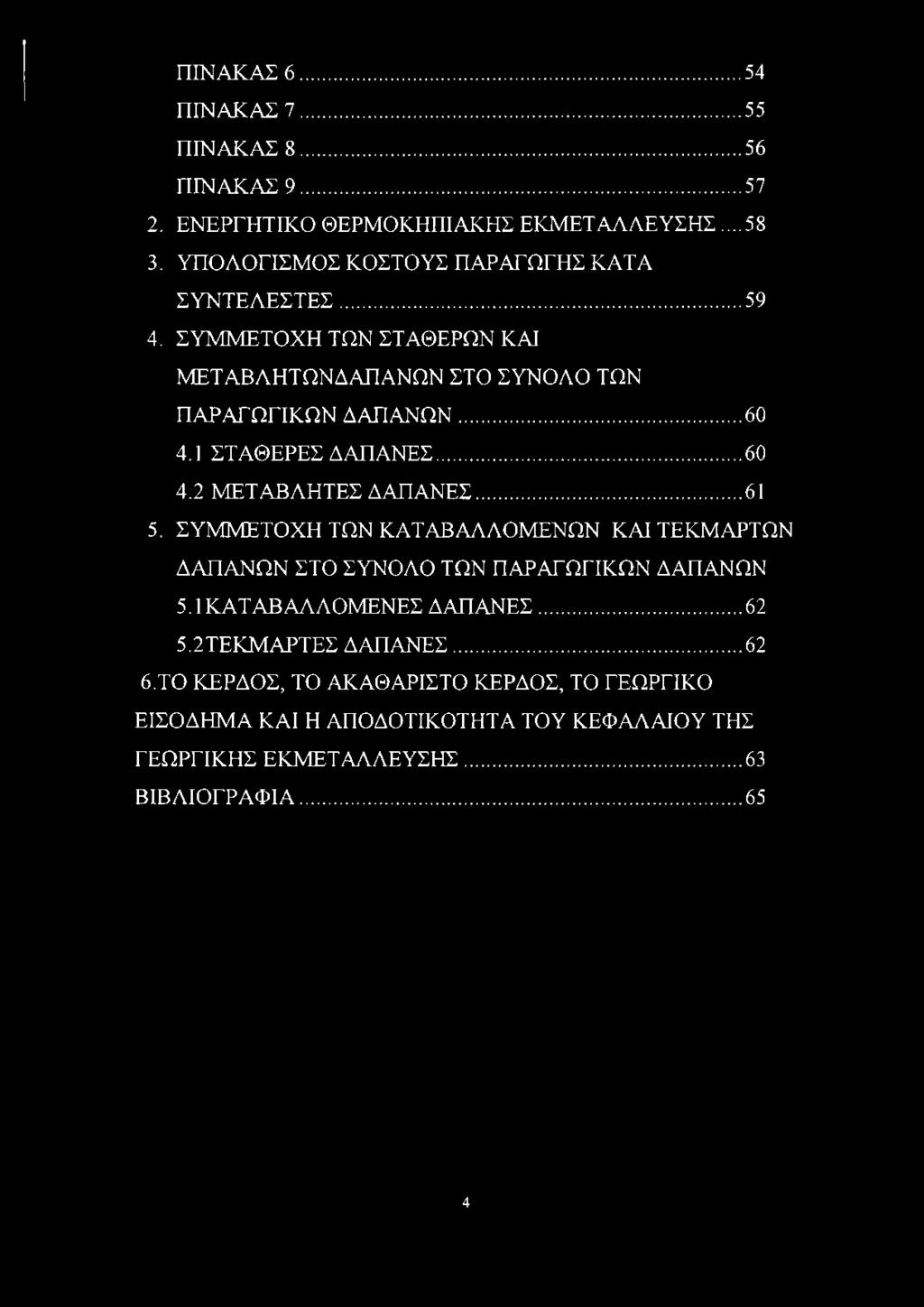 1 ΣΤΑΘΕΡΕΣ ΔΑΠΑΝΕΣ...60 4.2 ΜΕΤΑΒΛΗΤΕΣ ΔΑΠΑΝΕΣ...61 5. ΣΥΜΜΕΤΟΧΗ ΤΩΝ ΚΑΤΑΒΑΛΛΟΜΕΝΩΝ ΚΑΙ ΤΕΚΜΑΡΤΩΝ ΔΑΠΑΝΩΝ ΣΤΟ ΣΥΝΟΛΟ ΤΩΝ ΠΑΡΑΓΩΓΙΚΩΝ ΔΑΠΑΝΩΝ 5.