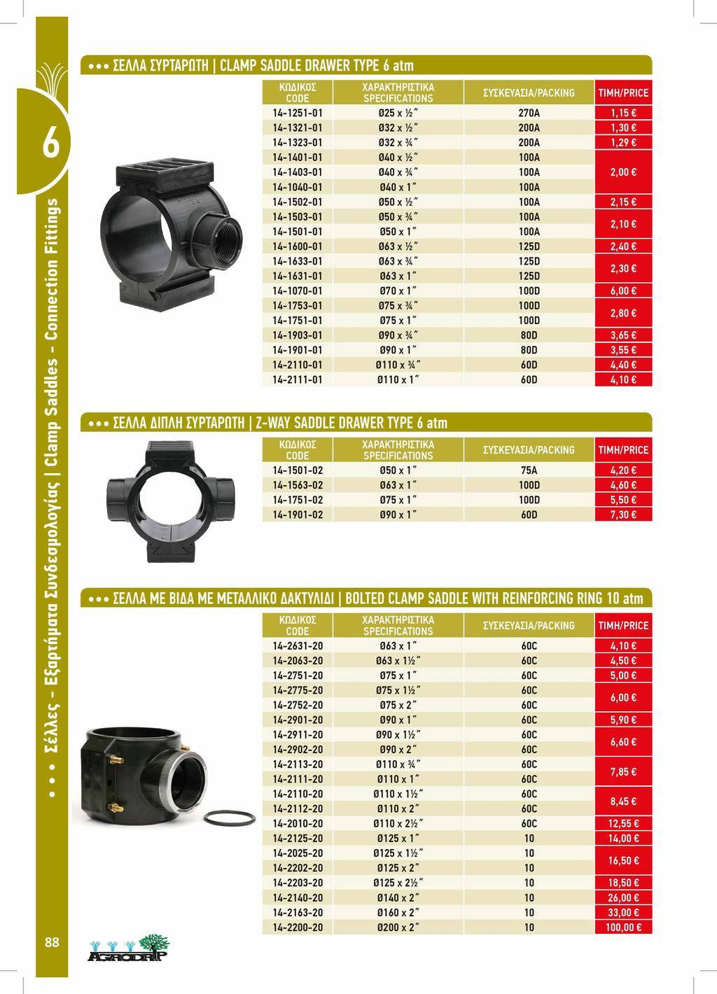 ΣΕΛΛΑ ΣΥΡΤΑΡΩΤΗ CLAMP SADDLE DRAWER TYPE 6 atm 14-151-01 05 / " 70A 1,15 14-131-01 03 / " 00A 1,30 14-133-01 03 % " 00A 1,9 14-1401-01 040 / " 100A 14-1403-01 040 % " 100A,00 14-1040-01 040 1" 100A