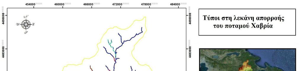 Εικόνα 4.4.5. Τύποι, σύµφωνα µε το σύστηµα Β, στη λεκάνη απορροής του ποταµού Χαβρία. Figure 4.4.5. Types, according to system B, in the Chavrias river basin.