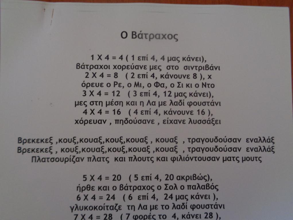 Όλα άρεςαν ςτα παιδιά και τα ζπαιηαν με όρεξθ, αλλά εκείνο που τουσ άρεςε περιςςότερο ιταν τα τραγοφδια τθσ προπαίδειασ που ακοφγαμε ςτον υπολογιςτι και προςπακοφςαμε να μάκουμε.