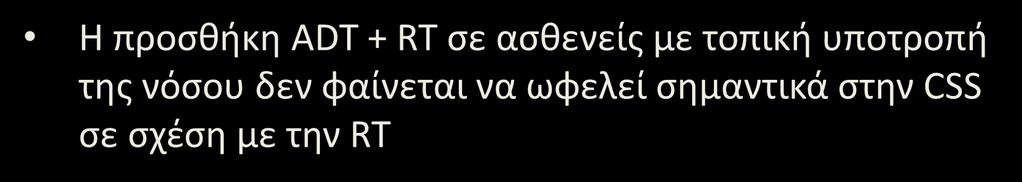 Τοπική υποτροπή μετά από RP: Ριζική θεραπεία-rt Η προσθήκη ADT + RT σε ασθενείς με