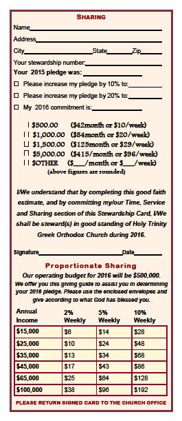 Financial Stewards of holy Trinity Greek Orthodox Church 2016 continued Psaltis, Thomas & Cindy Psihalinos, George & Athina Ranalli, Anthony & Marie Raisis, Leonidas & Irene Raisis, Spiros Ranalli,