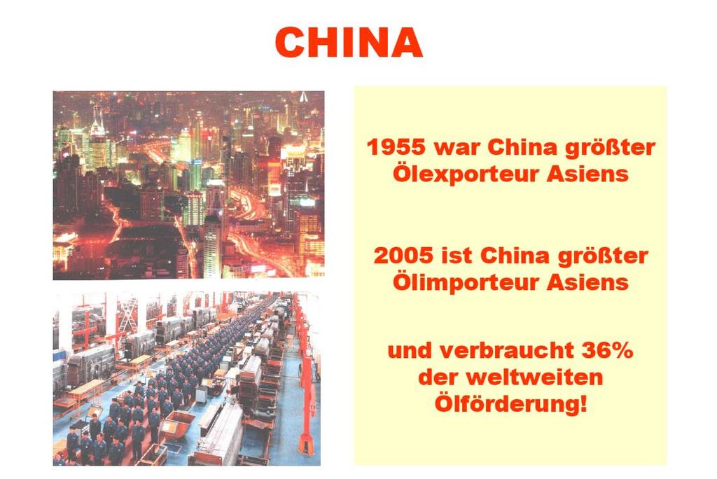 ΚΙΝΑ 1955 ήταν η Κίνα η μεγαλύτερη χώρα εξαγωγής πετρελαίου 2005 είναι η Κίνα η μεγαλύτερη