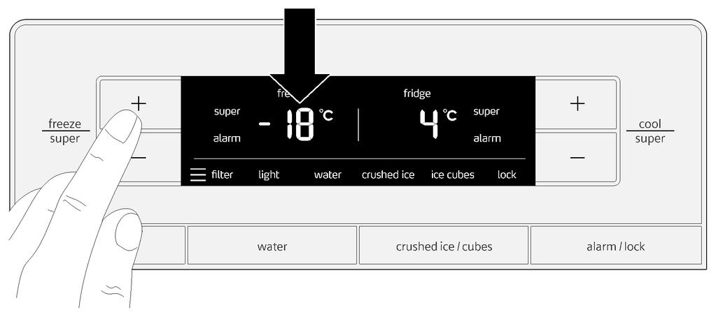 Fabrika çıkışında aşağıdaki sıcaklıklar ayarlanmıştır ve tavsiye edilir: Soğutma bölmesi +4 C Dondurucu -18 C.