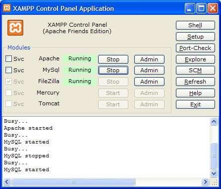Εκκίνηςη Apache και MySQL Εκτελοφμε το xampp-control